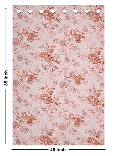 Image of LINENWALAS Cotton Curtains Set of 2, Canvas Window Curtains for Home Decor, Hangs Elegantly with Back Loops (4.5ft x 5 ft,) Pink Rose