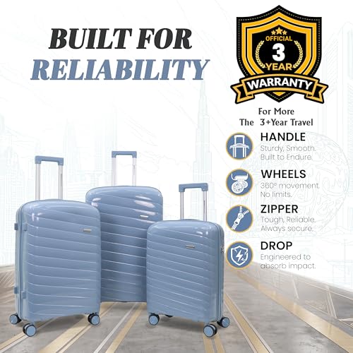 Image of Sarjah Polypropylene Suitcase Trolley Bag Set of 3 | Spinner Luggage | TSA-Type Lock, 360 Dual Spinner Wheels, Aviation-Grade Telescopic Handle, Matte-Gloss Finish
