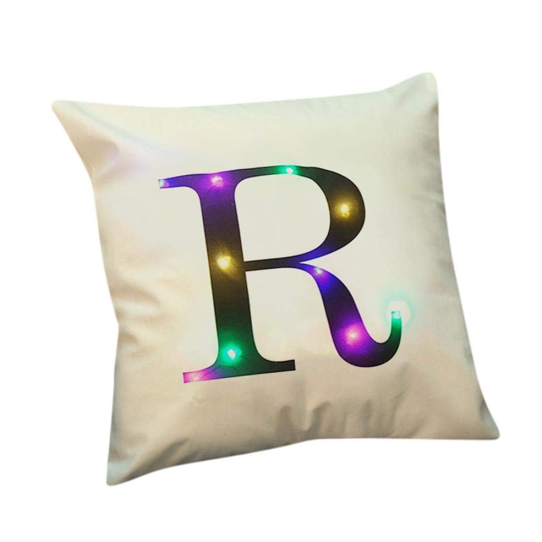 Zuodu R Creative Led Colorful Flashing Velvet Lette Cushion Cove Pillow Cove - Ba, Party, Festival, Gift Use - 18”X18” O 45Cm X 45Cm 1Pc (R)