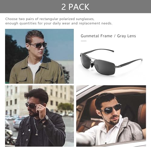 Image of SUNGAIT UV protection Ultra Lightweight Rectangular Polarized Sunglasses