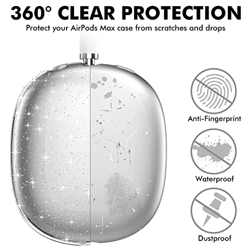 Niutrendz Clear Case For Airpods Max Case Cover Soft Tpu Protective Ear Cups Covers Accessories【Anti-Fingerprint, Anti-Scratch & Anti-Dust】 (Glitter) #TOP2