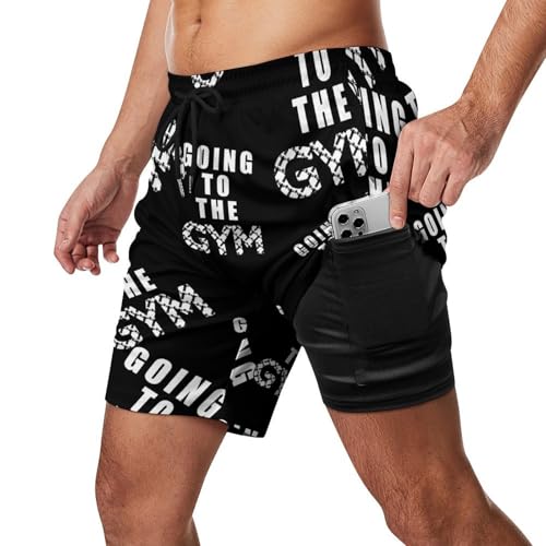 Going to The Gym Beach Shorts for Men Swim Trunks Quick Dry Swim Shorts with Compression Liner Pocket2