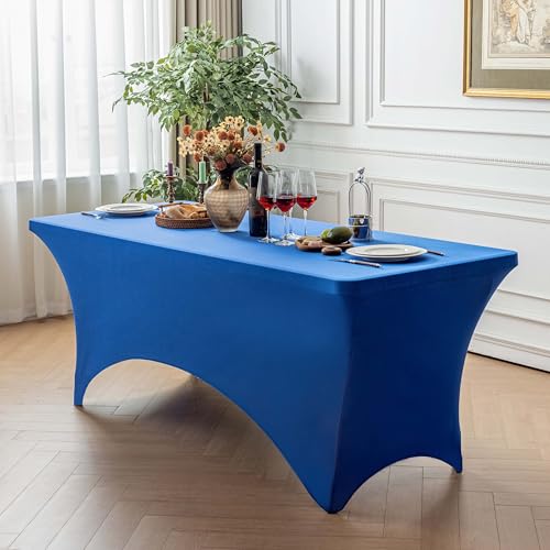 Image of FOLINS&HOME Royal Blue 4ft Fitted Water Resistant Tablecloth with Spandex