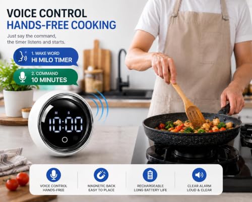 DLUCK Digital Rotating Magnetic Kitchen Timer with Voice Control - Image 4