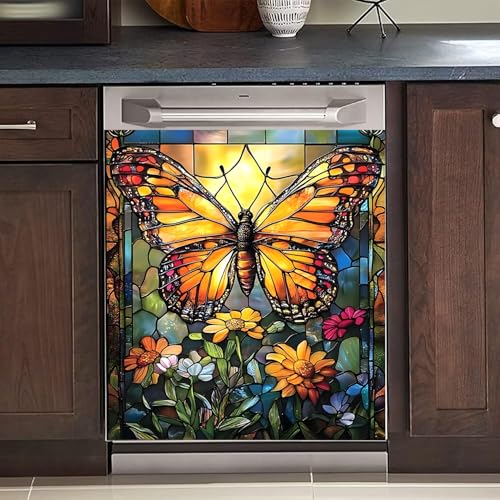 Image of BVBOX Dishwasher Magnet Cover 23 inchx26 inch, Reusable Magnetic Refrigerator Covers, Decorative Magnets Cover Fridge Door Skin Panel Stickers for Home Kitchen Appliance