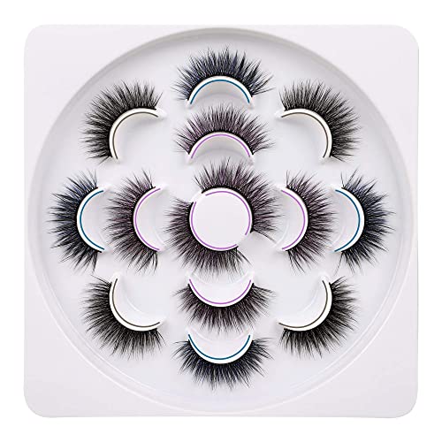False eyelashes 3 Styles Wispy Natural Look Crossed Faux Mink Eyelashes 7 Pairs Multiple Colors Soft Handmade Lashes Pack by ZANLUFLY