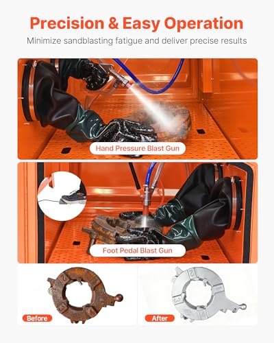 Image of VEVOR Heavy Duty Sandblasting Cabinet Kit, Industrial-Grade Steel Sand Blasting Cabinet with Dual Blasting Guns & 1.6HP Dust Collector for Oversized Parts Surface Finishing, Rust Removal