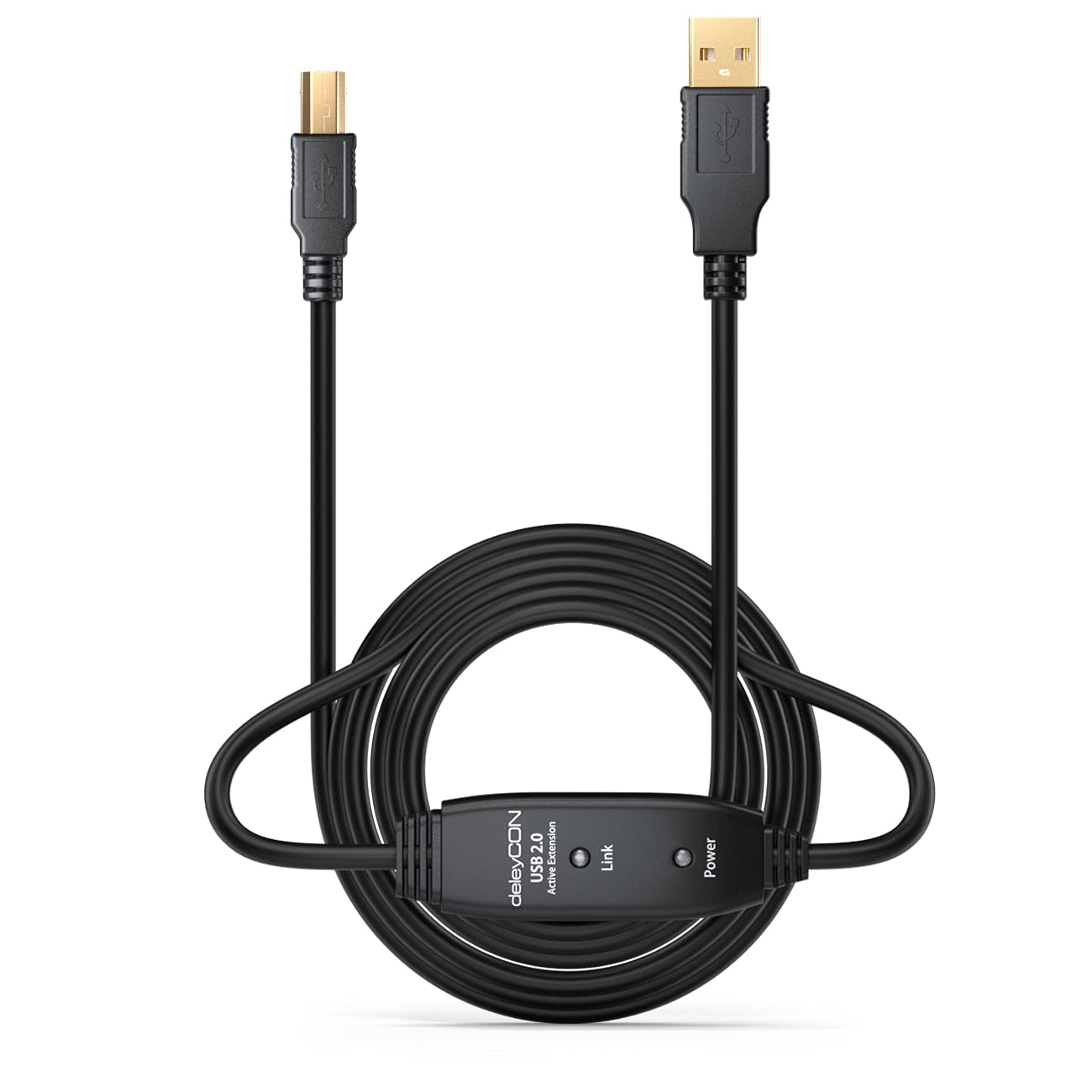 deleyCON 10m (32.81 ft.) Active USB Printer Cable Scanner Cable Data Cable USB 2.0 A-Male to B-Male for Printer Scanner Fax Multifunction Printer Printer - Black - Image 4