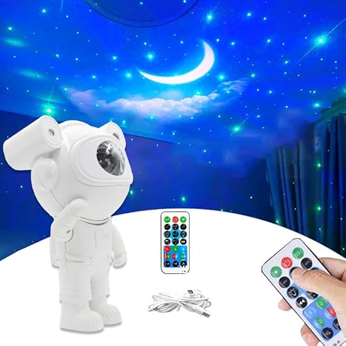 LASIEYO Proyector de cielo estrellado, astronauta Star Projector 360 ° ajustable con conexión USB, conexión Bluetooth, astronauta LED, proyector de cielo estrellado para niños y adultos