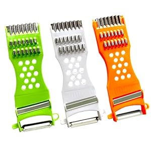 Aliotech 3PCS 5 in 1 handheld Plastic Multifunction Kitchen Peeler Grater Slicer Tool for Vegetable Cucumber Potato Carrots Cheese Chef Gadgets Tools Fruit Shredder Carving Kit
