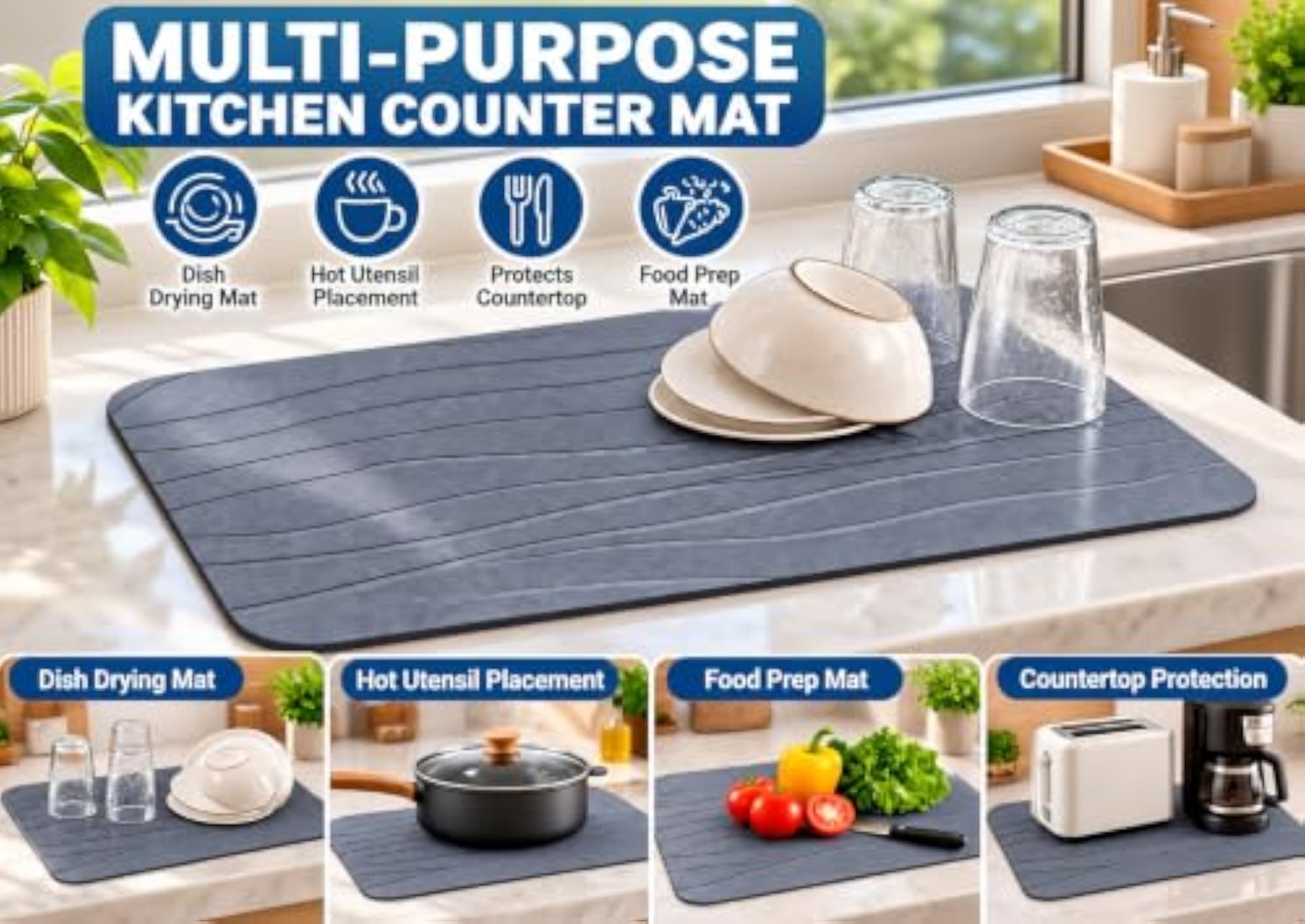 Diatomaceous Earth Stone Bath Mat, Fast Drying