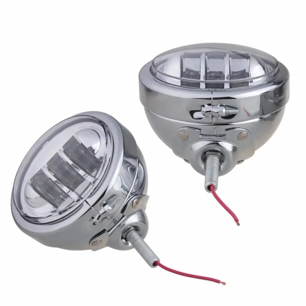 Fari Fendinebbia per moto cromati per fari a LED con staffa | Coppia di fendinebbia a LED da 4,5 "4-1/2" da 4,5 pollici per moto cromati per fari a LED con staffa fendinebbia