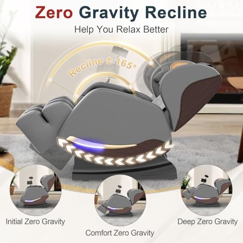 Yewglen Poltrona Massaggiante Con 14 Rulli Massaggianti,Scaldagambe E Vita,8 Airbags, Rullo Poggiapiedi,Altoparlante Bluetooth, Controller Touch Screen,Poltrona Massaggio Reclinabile Zero Gravity - 5