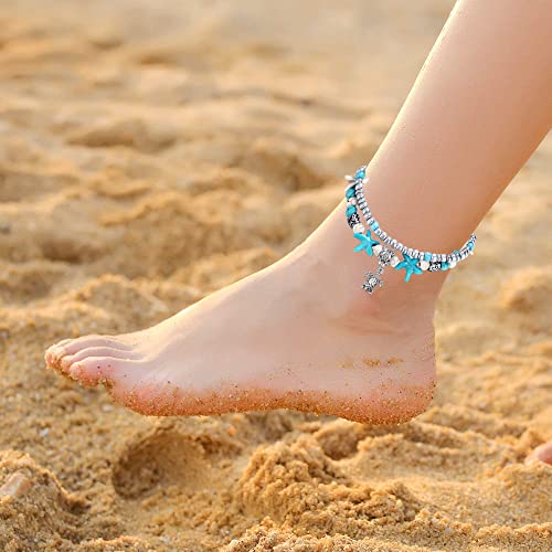 Blue Tortoise Women's Charm Ankle Multi-Layer Beads Handmade Beach Ankle Bracelet Bohemian Foot Jewelry For Women Girl #TOP3