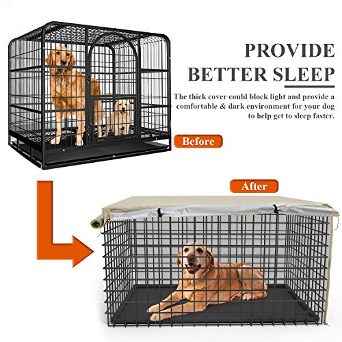 Iptienda Dog Crate Cover, Dog Kennel Cover for 30 Inch Double Door Wire Dog Cage, Beige (30" L x 19" W x 21" H) - Image 6