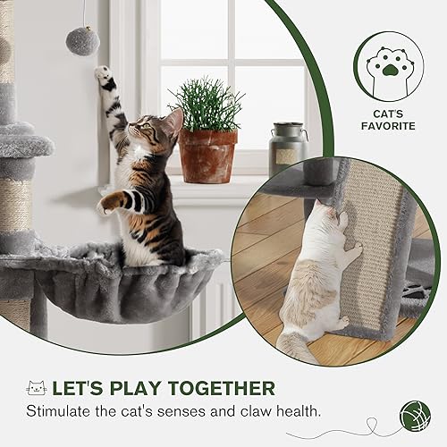 Árbol para gatos multi-niveles grande 68 pulgadas gris miniatura 4