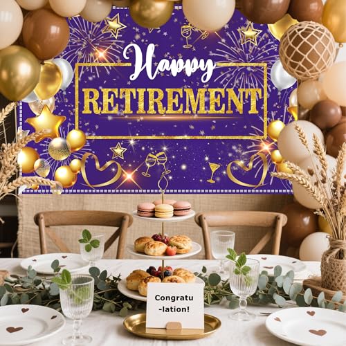 Fondo para fotografía 'Happy Retirement' 6x4ft con cinta miniatura 4