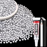 5000Pcs 4mm Resin Rhinestones with 1Pcs 10ml B7000 Jewelry Glue for Crafting, Clear Large Amount Flatback Gems, Bedazzling Crystal Bulk for DIY Crafts Clothing Tumblers Shoes Nail Art Fabric