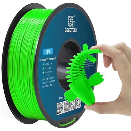Image of Geeetech TPU Filament 1.75mm - 95A Flexible 3D Printer Filament with High Elasticity, 1KG (2.2lbs) Spool, Dimensional Accuracy ±0.03mm, Fits Most FDM Printers, Green