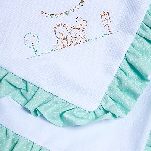 Manta Bordados Karinho Com Forro, Papi Textil, Verde