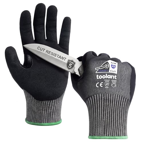 Image of toolant ComfyCut A5 Cut Resistant Work Gloves, ANSI & EN388 Certified Protection with Second Skin Comfort, Fiberglass-Free, Touchscreen & Flexible Grip, for Woodworking, Warehouse, Assembly, Medium