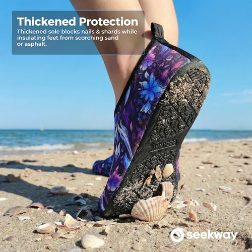Image of SEEKWAY Water Shoes Women Men Adult Quick-Dry Aqua Socks Barefoot Non Slip for Beach Swim River Pool Lake surf Black SK002(U)