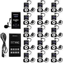 Retekess T130 Wireless Tour Guide System, Church Translation System, Clear Sound Quality, 16 Port Desktop USB Charging Station, Tour Guide Headsets for Church, School1 Transmitter 15 Receivers