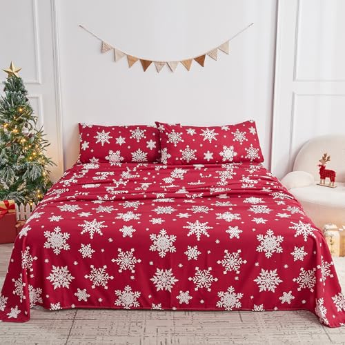 Gogreen 3PC Deep Pocket Twin Sheet Set Fit 14", Breathable Microfiber Super Soft Size Sheet Set, Luxury Hotel Style Home Decor Twin Bed Sheet Set, Gift for Women, Men - Snowflake