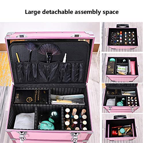 BYCDD Schminkaufbewahrung Trolley Kosmetikkoffer Schminkkoffer, Multikoffer Etagenkoffer Trolley Make-up Koffer für… – Bild 4