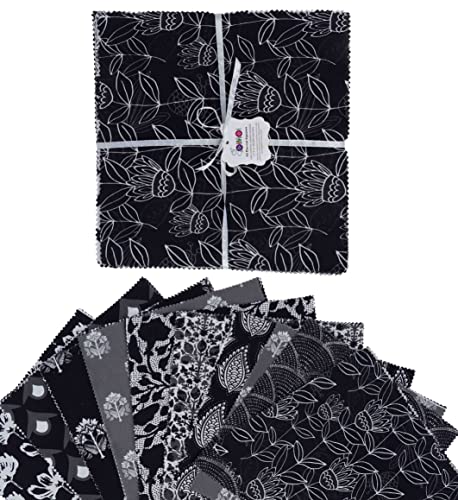 Tissu en coton d'impression fine Soimoi noir et gris, blocs carrés pour patchwork - 2