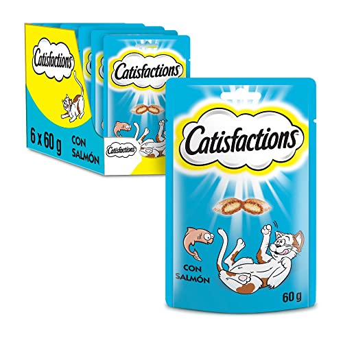 Catisfactions Premios para Gatos, Sabor Salmón (Pack de 6 x 60g)
