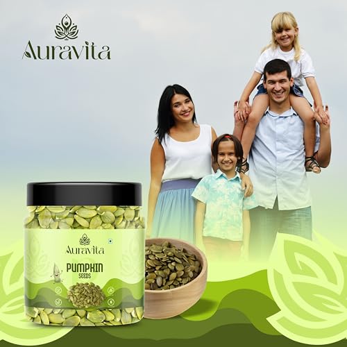 Image of Auravita Premium Pumpkin Seeds 100GM | Raw & Natural Seeds for Eating | Protein Rich Healthy Snacks | Immunity Booster Superfood for Gift | High Fiber Diet Seeds | Vegan & Gluten Free