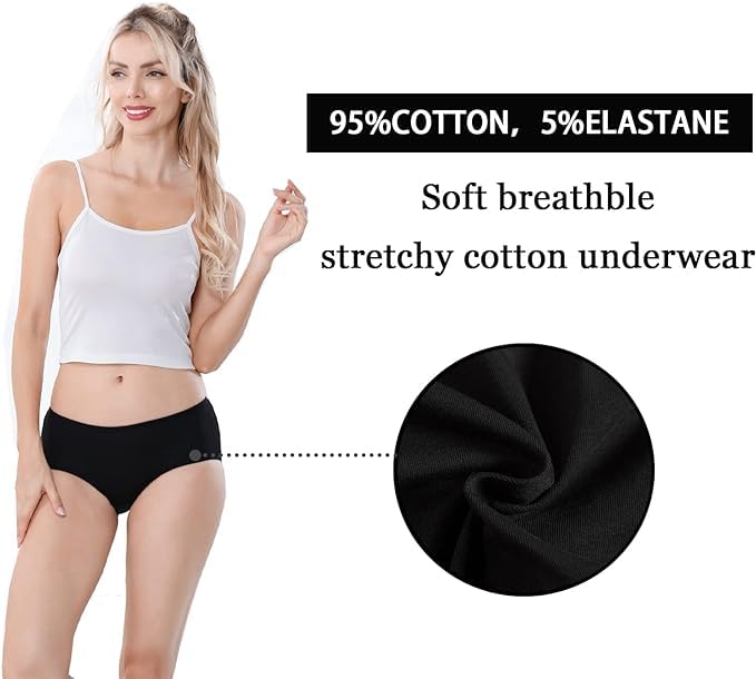 Image of LOURYN KOULYN Women's Breathable Cotton Underwear Hipster Panties for Daily Comfort 4-Pack