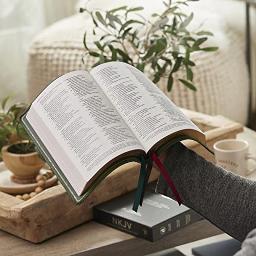 NKJV, Thinline Reference Bible, Large Print, Premium Goatskin Leather, Green, Premier Collection, Re