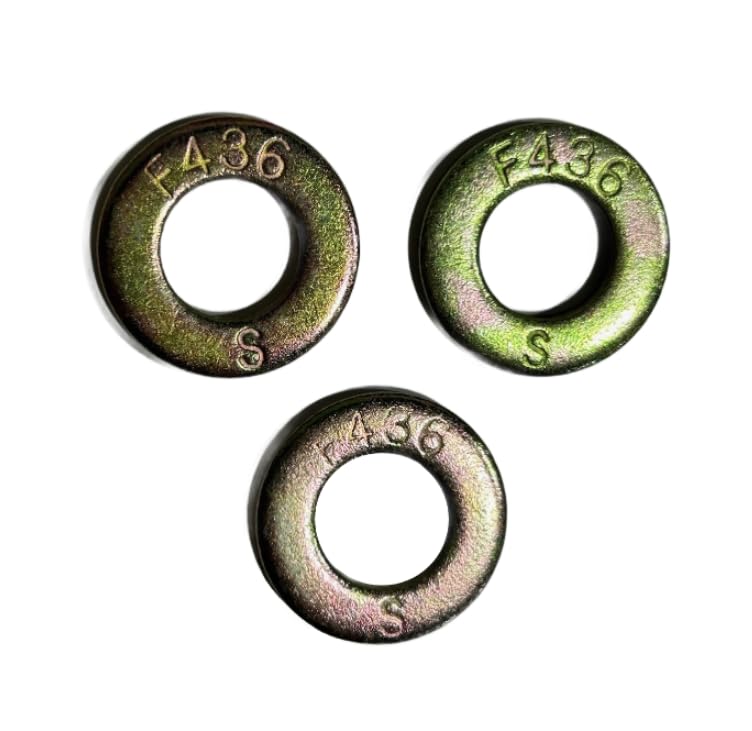 12F436FW 1/2 Grade 8 F436 SAE Alloy Flat Washers Yellow Zinc Plated 100 pcs