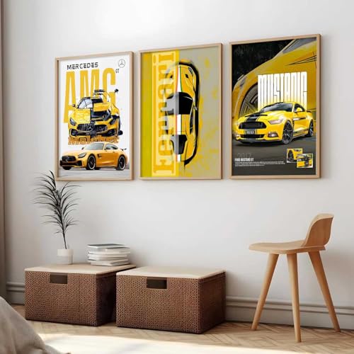 Image of kotart Big Sports Cars Framed Posters Gift Items for Boys Room Wall Decoration Bedroom Living Room Office Studio Decor | Car Poster Frame for Wall Decor Set Of 3 Size (10 X 13 inch)
