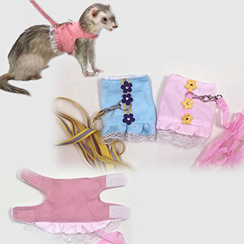 Harness for Ferret Guinea pig Baby Rabbit Lead Leash Walk Harness with Lead (Blue)