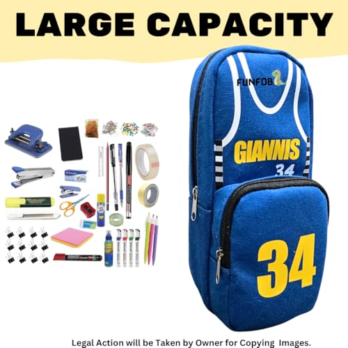 Image of Funfob Soccer Pencil Box for School College for Pen Pencil Soccer Pencil Pouch Travel or Cosmetic Case | Soocer Blue Giannis