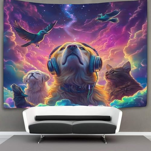 Tapisserie murale règne animal kaiyun 180x230cm en tissu grand format