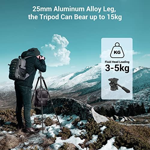 SMALLRIG 71" Tripod Monopod with Small Fluid Head, Aluminum CT180 Travel Tripod, 16.5" - 71" Adjustable Height, Tripod Camera Stand with Phone Holder and Carry Bag, Max Load 33lb/15kg - 3760