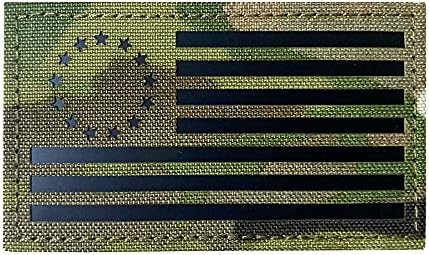 2x3.5" Infrared IR Betsy Ross USA American Flag Tactical Vest Patch Hook-Fastener Backing (Multicam)