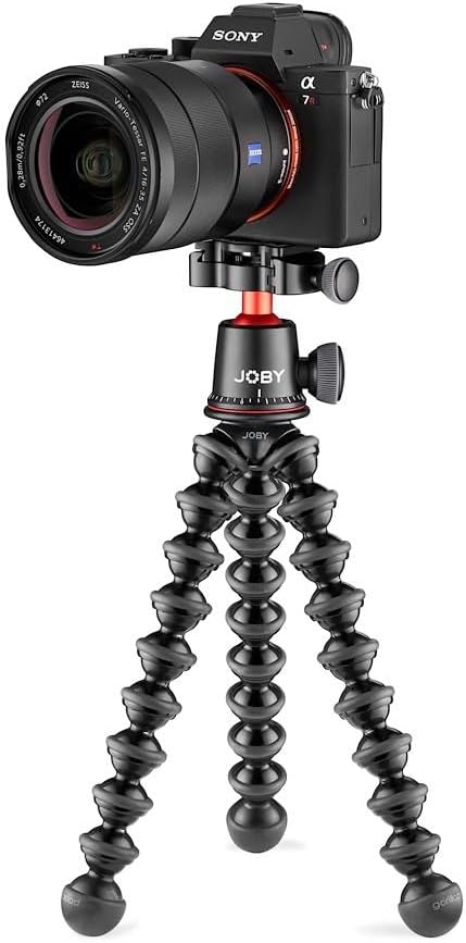 Joby GorillaPod 3K Pro Kit, Includes Stand & BallHead with QR Plate, 6.Lb Load Capacity, Black/Charcoal/Red