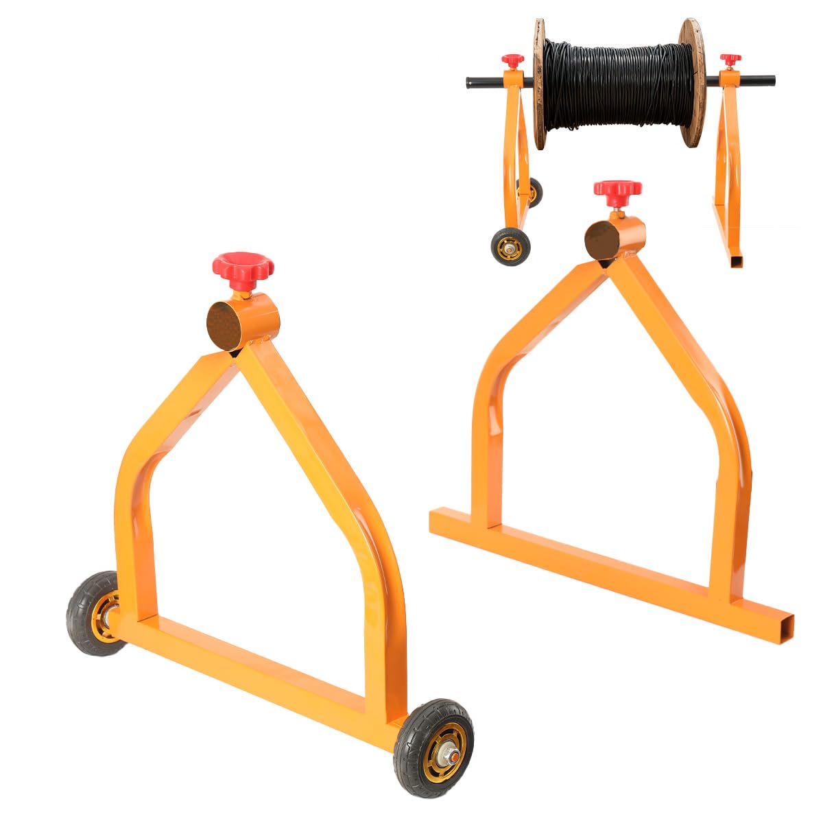 Ecutee Wire Spool Rack Heavy Duty Cable Caddy Wire Dispenser With Wheel, Portable Cord Reel Holder Cable Reel Dispenser, Accommodate Wire Reels Max 28" Diameter, Max Load 220 Pounds
