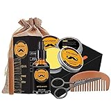 TOSSPER 6 Pc/Set Kit Hombres Cuidado Barba Barba Bálsamo Cepillo De Aceite De Tijera Peine con Saco De Regalos para Padre Novios Marido