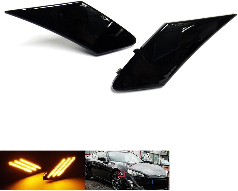 RZG 2x Black Smoked Lens Side Bumper Indicator Amber LED Marker Light For 2012-up BRZ 86 GT86 FR-S