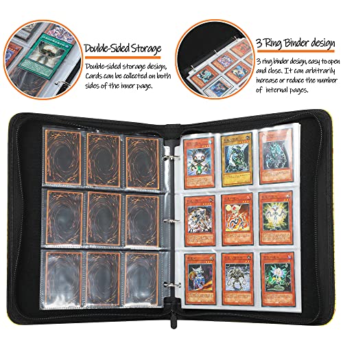 Image of D DACCKIT Binder Compatible with Yugioh Cards with Sleeves, 720 Card Holders Book Compatible with Yu-Gi-Oh Trading Cards - Card Collector Album with 40 Pcs 9-Pocket Pages