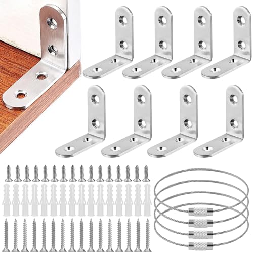 Bettinay 60PCS Furniture Wall Anchor Set Anti Tip Furniture Anchors Brackets