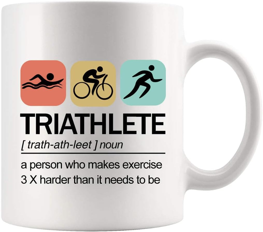 Panvola Triathlete Definition Mug Athlete Gifts Swimmer Biker Runner Sports Player Ceramic Mug Novelty Drinkware (White, 11 Ounces)