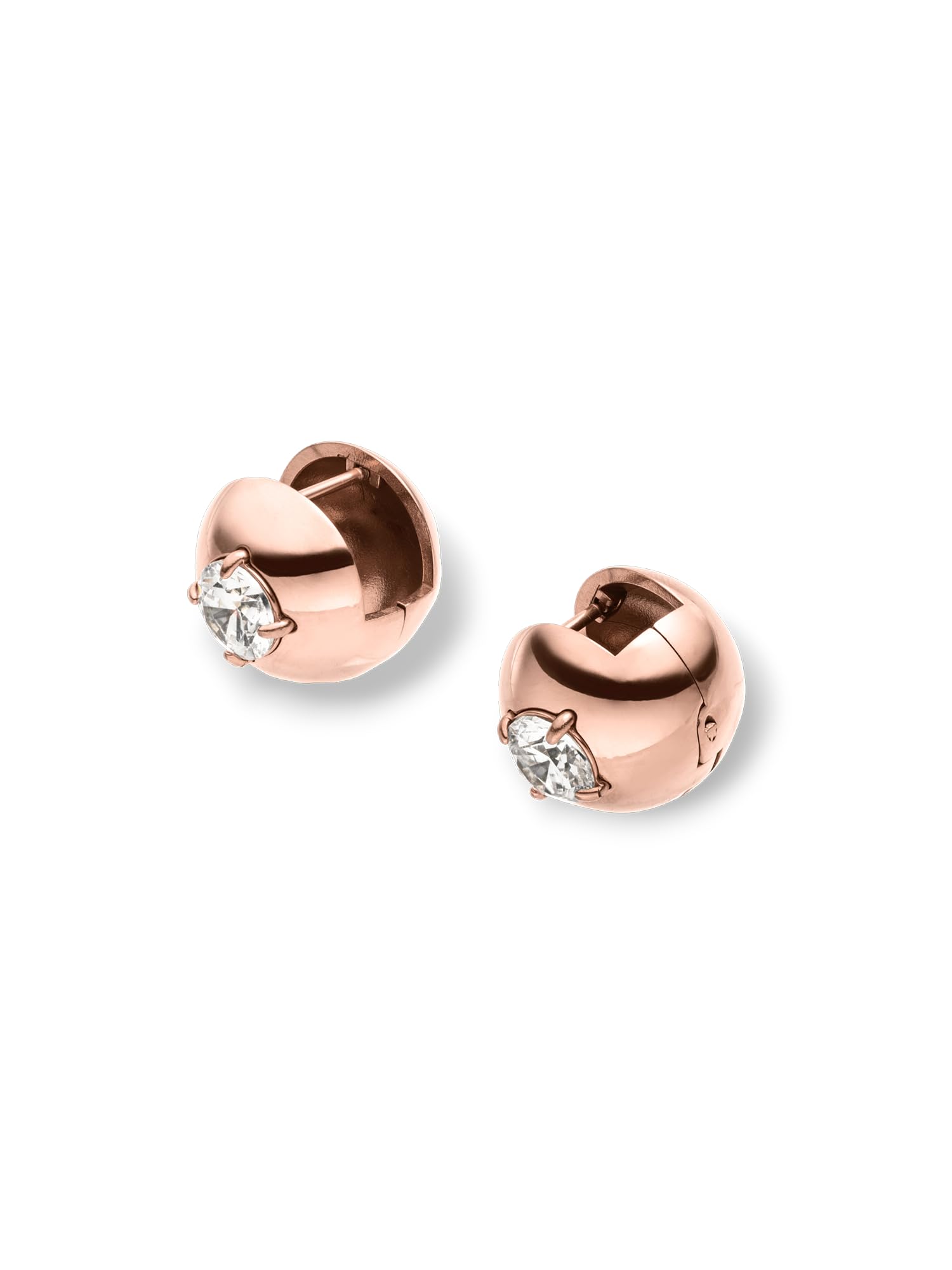 Purelei Resonance Glow Ohrringe – Trendige Kugel-Creolen mit weißem Zirkonia – Edelstahl (Gold 14K vergoldet/Silber/Roségold 18K) – 15,5 mm Statement-Ohrringe für Damen