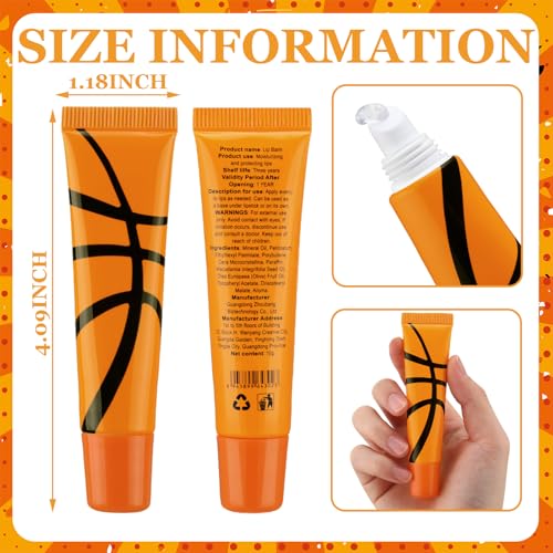 Image of 36 Pcs Basketball Party Favors Team Gifts Basketball Lip Balm Bulk 0.35 oz Vanilla Flavored Moisturizing Lip Sports Gift for Team Teen Adults Birthday Party Game Supplies